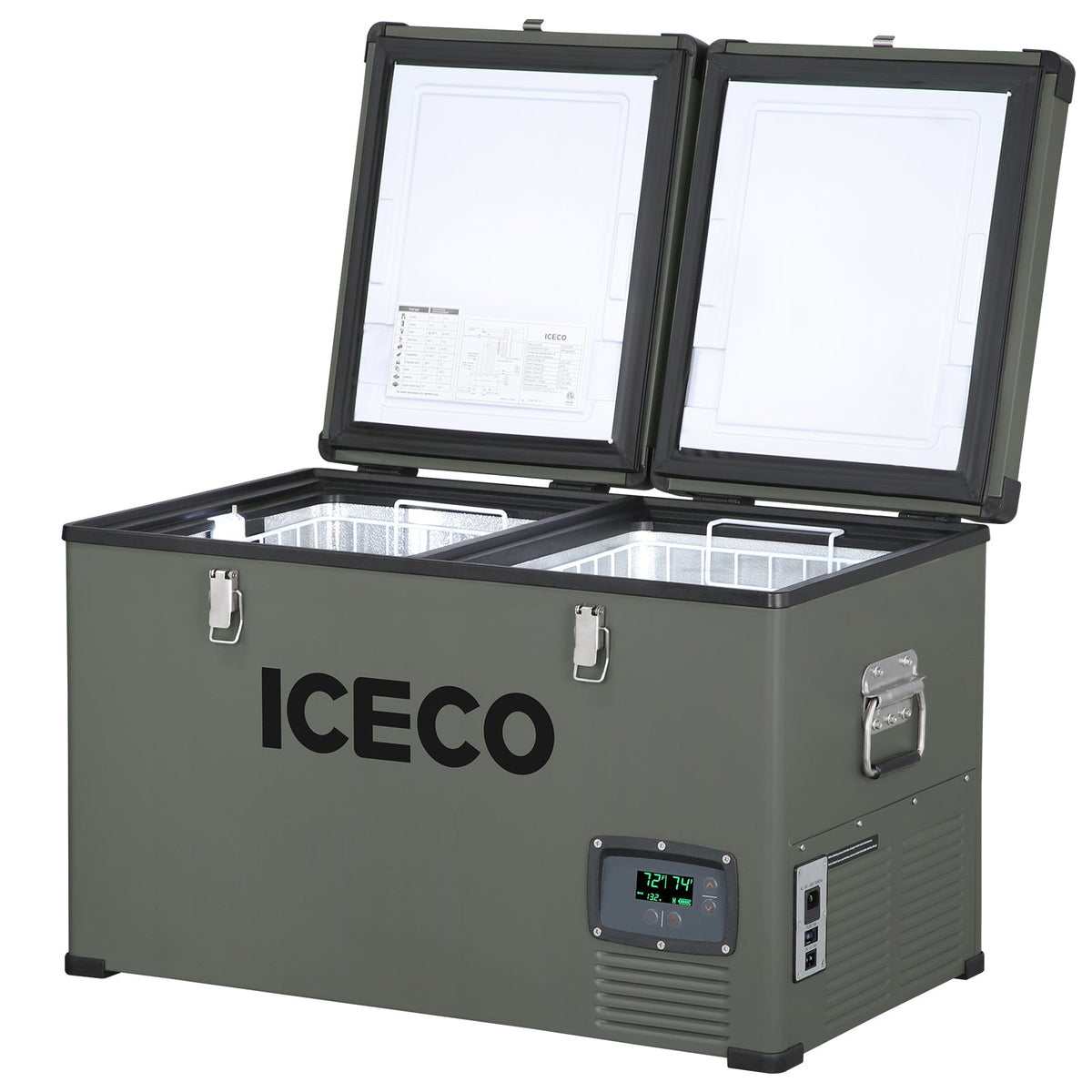 ICECO 68.6QT VL65 Dual Zone Portable Fridge Plug In Cooler for Car