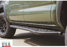 Load image into Gallery viewer, Cali Raised 2005-2023 TOYOTA TACOMA STEP EDITION ROCK SLIDERS/KICK OUT//POWDER COATED//DOUBLE CAB LONG BED