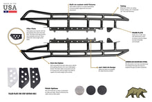 Load image into Gallery viewer, Cali Raised 2010-2024 TOYOTA 4RUNNER STEP EDITION BOLT ON ROCK SLIDERS- KICK OUT/POWDERCOATED
