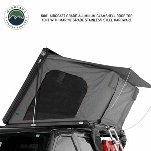 Overland Vehicle Systems HD Sidewinder Side Load Aluminum Hard Shell Roof Top Tent, Grey Body & Green Trim