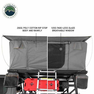 Overland Vehicle Systems HD Sidewinder Side Load Aluminum Hard Shell Roof Top Tent, Grey Body & Green Trim