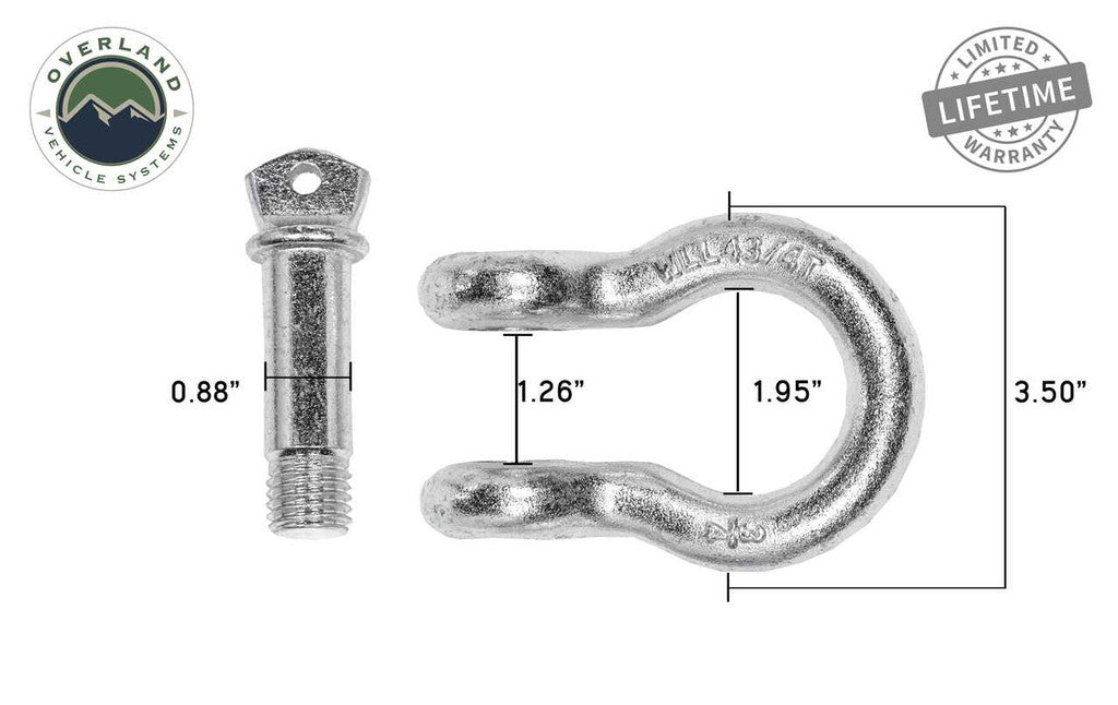 Overland Vehicle Systems Bronco 3/4-Inch 4.75-Ton Recovery Shackles Zinc 19010205.j175666 - View #11