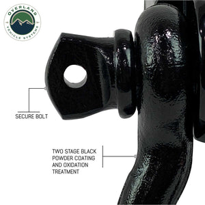Receiver Mount Recovery Shackle 3/4" 4.75 Ton With Dual Hole Black Universal