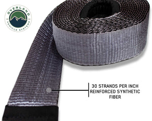 Tow Strap 30,000 lb. 3" x 30' Gray With Black Ends & Storage Bag