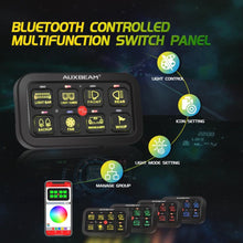 Load image into Gallery viewer, AUX BEAM Multifunction RGB 8 Switch Control Panel with Bluetooth Control
