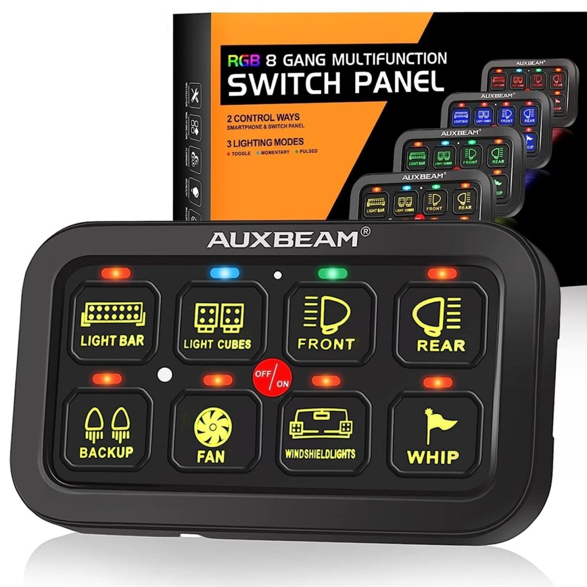 AUX BEAM Multifunction RGB 8 Switch Control Panel with Bluetooth