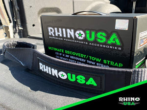 Rhino USA 3" Ultimate Recovery Tow Strap - Blackout Edition