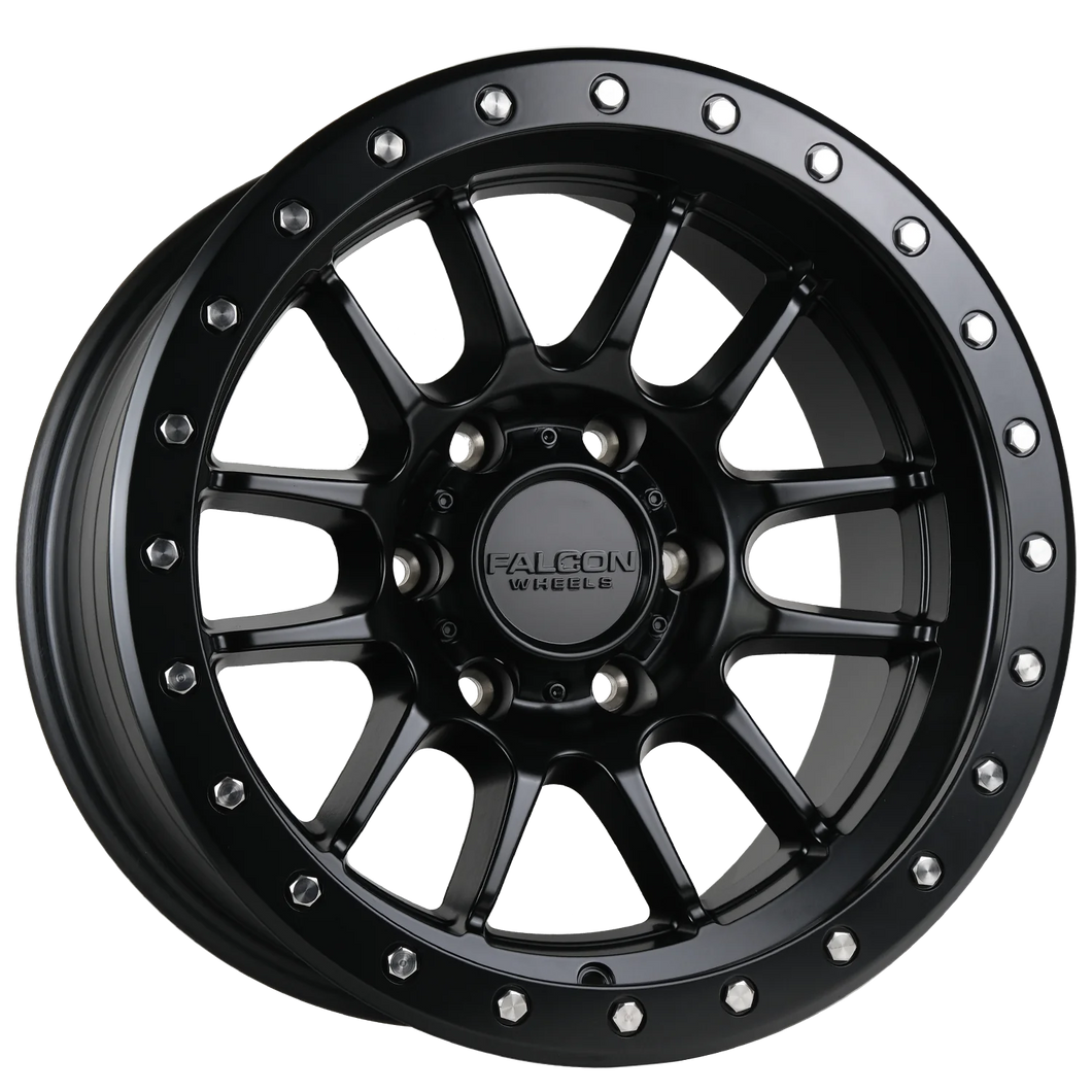 FALCON T7 Series  - Matte Black with Black Ring 17x9 0