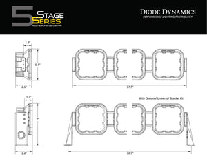Diode Dynamics SS5 CrossLink 6-Pod LED Light Bar (one) SPORT YELLOW Combo